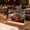 Doppelseitiger Acryl-Schildhalter Holzsockel Tischaufsteller Restaurant-Menühalter