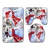Christmas Shower Curtain Floor Mat Combination Four-Piece Set Bathroom Toilet Carpet Shower Room Mat Foot Mat