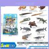 Colección de modelos de animales de plástico realistas del Ártico y la Antártida con criaturas oceánicas detalladas.