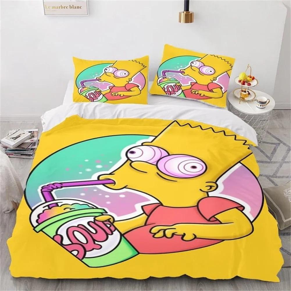 Funny Animation The Simpsons Duvet Cover Microfiber Bedding Set 3D Print Duvet Quilt Cover With Gifts Suitable for Boy and Girls