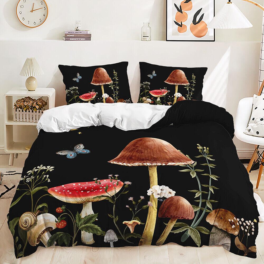 

Mycena Polygramma Фиолетовые листья Грибная магия Doona Пододеяльник Постельный комплект Single 135x200cm