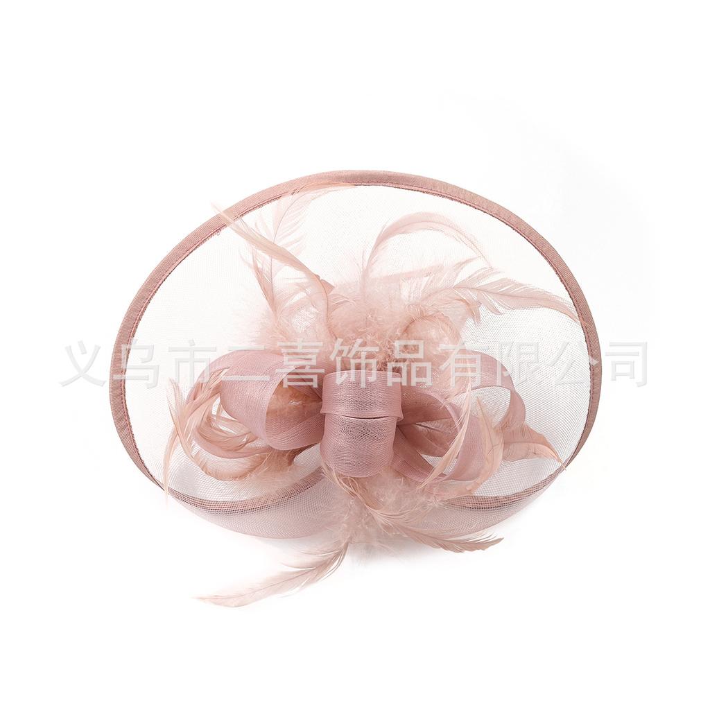 New mesh feather headdress European and American bride exaggerated top hat hair accessories party dance horse racing festival head flower
