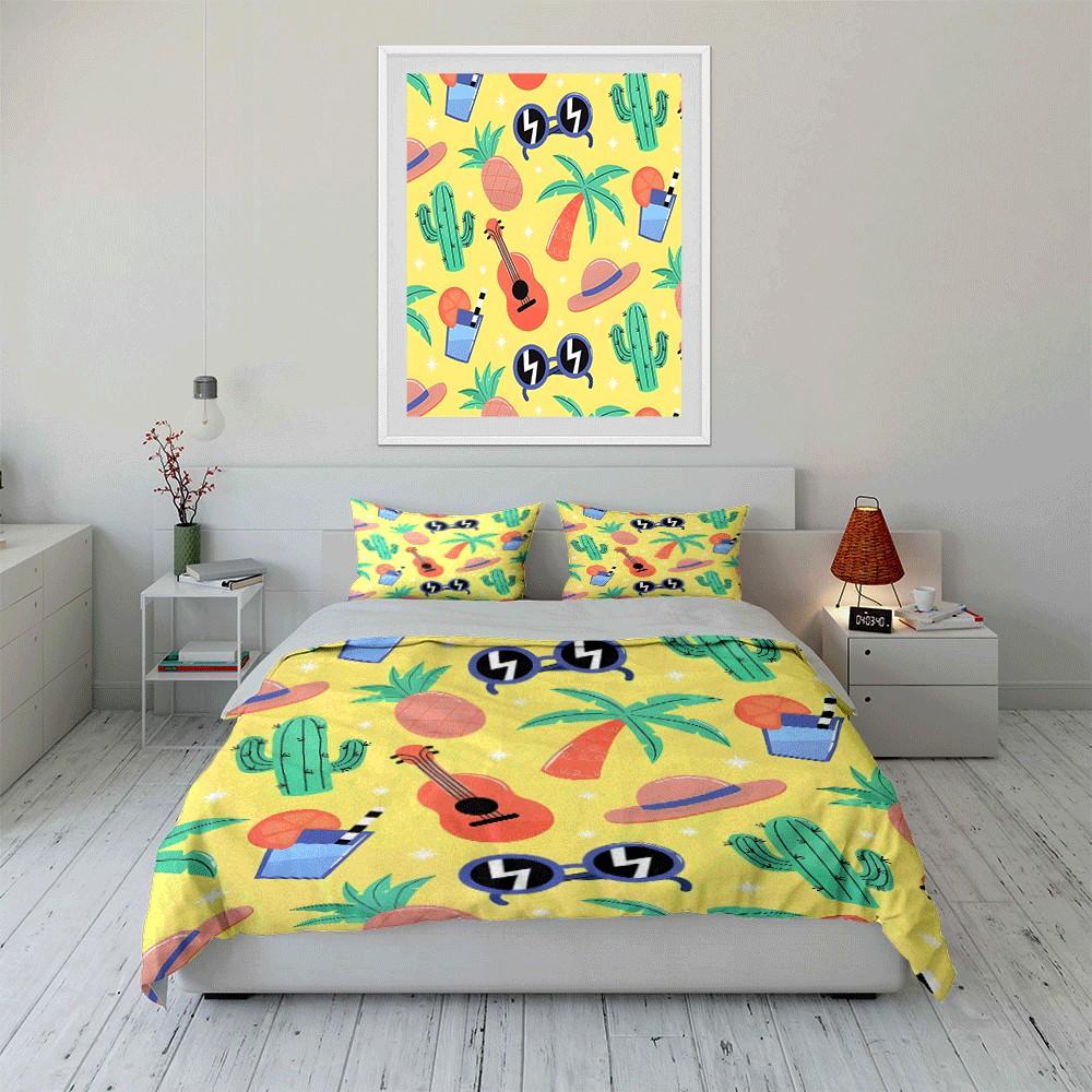 Summer Vibes Tropical Essentials Set Exquisite Three-Piece Bedding Set Gift For Kids And Adults