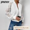 JPNTKY Damskie Vintage Codzienne Jednokolorowe Nadruk Jesień Zima Kurtki & Płaszcze z Długim Rękawem