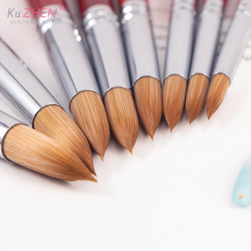 Acrylic Nail Brush Red Wood Handle Gel Builder Manicure Brush Nail Art Tools Nail Salon Size 8-24