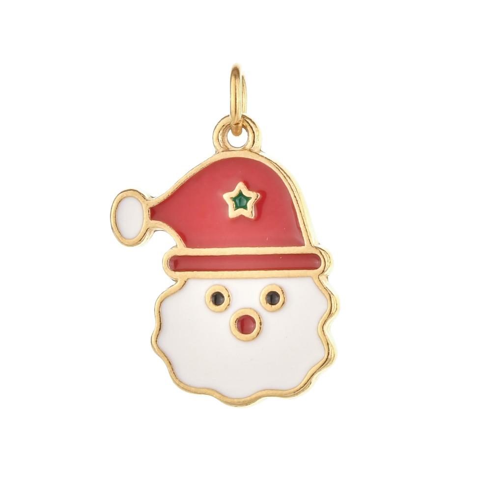 Weihnachts-Schlüsselanhänger aus Edelstahl mit Anhängern von Weihnachtsmann, Schneemann, Glocke und Elch