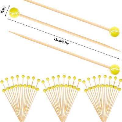 Bamboomn 3.9" Decorative Sports Ball End Bamboo Cocktail Fruit Sand