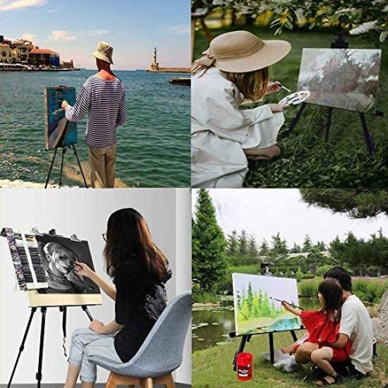 Easel Metal Easel AZAKBL Foldable Lightweight High Stability Height Adjustment Exhibition Decoration Sign Painting Poster Storage Bag Included 3-level