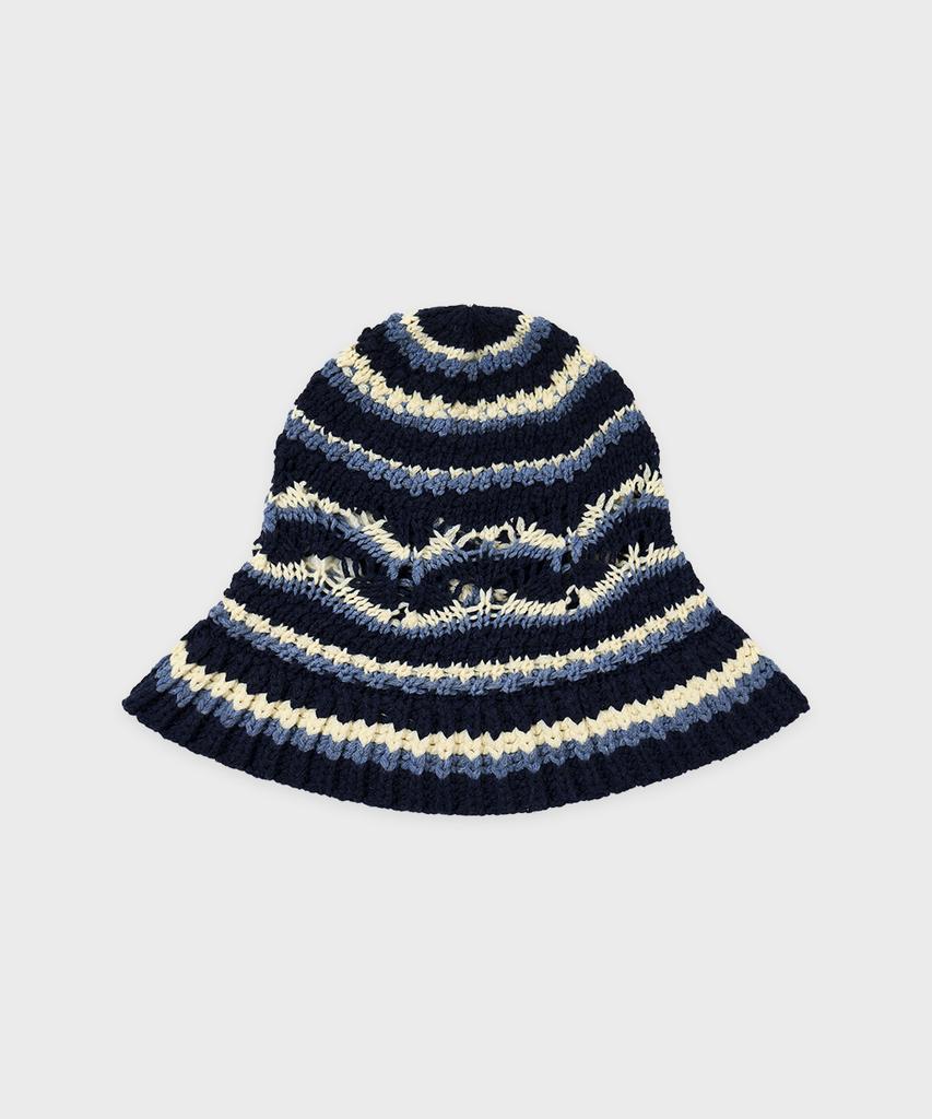 SINOON Striped Crochet Beanie (Navy)