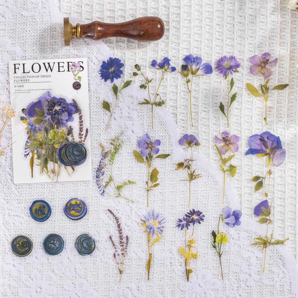 40 pièces/paquet Autocollants Spécimens de Feuilles de Fleurs Séchées Vintage Esthétique Créativité Décor Journal Chiffonné Scrapbooking Fournitures