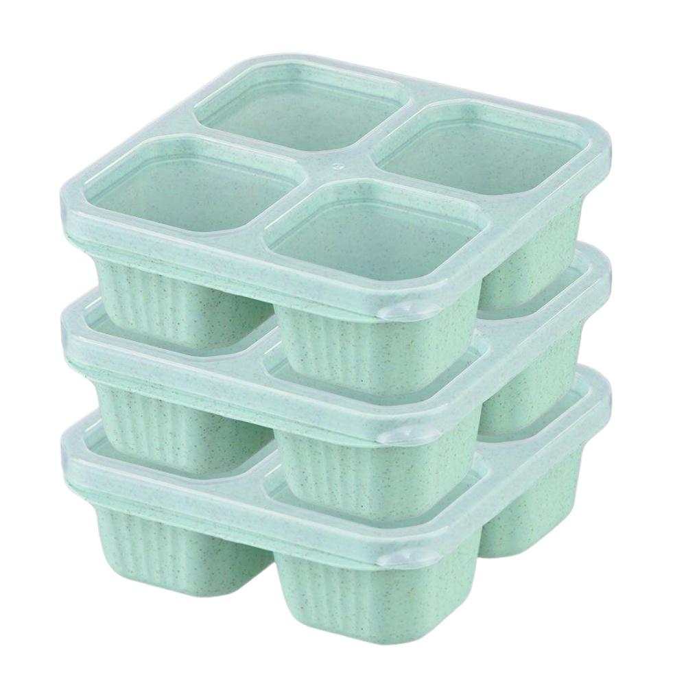 3pcs Bento Snack Boxes with Lid 4-Compartment Reusable No BPA Lunch Box Durable Meal Prep Containers for School Work Travel
