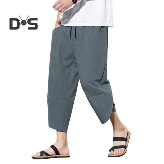 

Дышащие мужские летние брюки, однотонные шикарные повседневные мужские летние брюки XL зелёный/серый