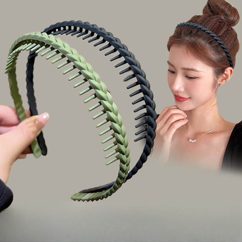Modisches, gedrehtes Kreuz-Stirnband aus Kunststoff für Frauen und Mädchen mit Zähnen, rutschfest, flexibel, Gesichtswasch-Haar-Styling-Zubehör, neu