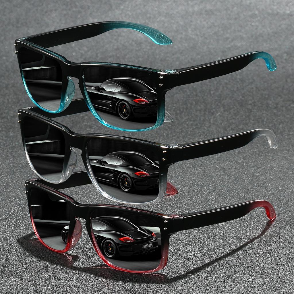 3Pcs Fashion Vintage Square Sunglasses Men Women Fishing Driving Man Luxury Brand Designer Sun Glasses Anti-Glare Retro Eyewear