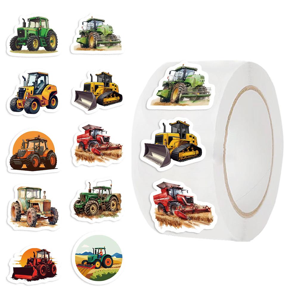 500 Pieces/roll Roll Sticker Hot-selling Tape Cartoon Tractor Sticker Hand Account Material Decorative Envelope Seal Sticker