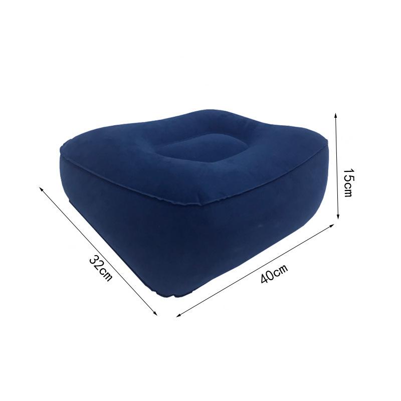Inflatable Foot Cushion PVC Flocked Three-layer Foot Cushion Long-distance Airplane Travel Footrest Cushion Can Be Changed Layer Inflatable Footstool