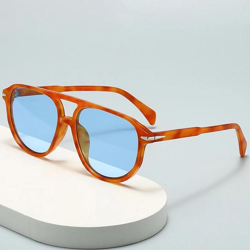  Retro Double Bridges Pilot Men Rivets Sunglasses UV400 Fashion Women Luxury Sun Glasses Black Orange Shades