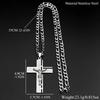 Jesus Kreuz Kruzifix Anhänger Halskette für Männer Edelstahl Goldfarbe Christlich Spanisch Vaterunser Figaro Kette Schmuck