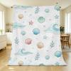 All-Season Ocean Flannel Blanket - Single Size, Thick Soft Warm Throw with Shell & Starfish, Ideal for Home Decor, Guest Room.