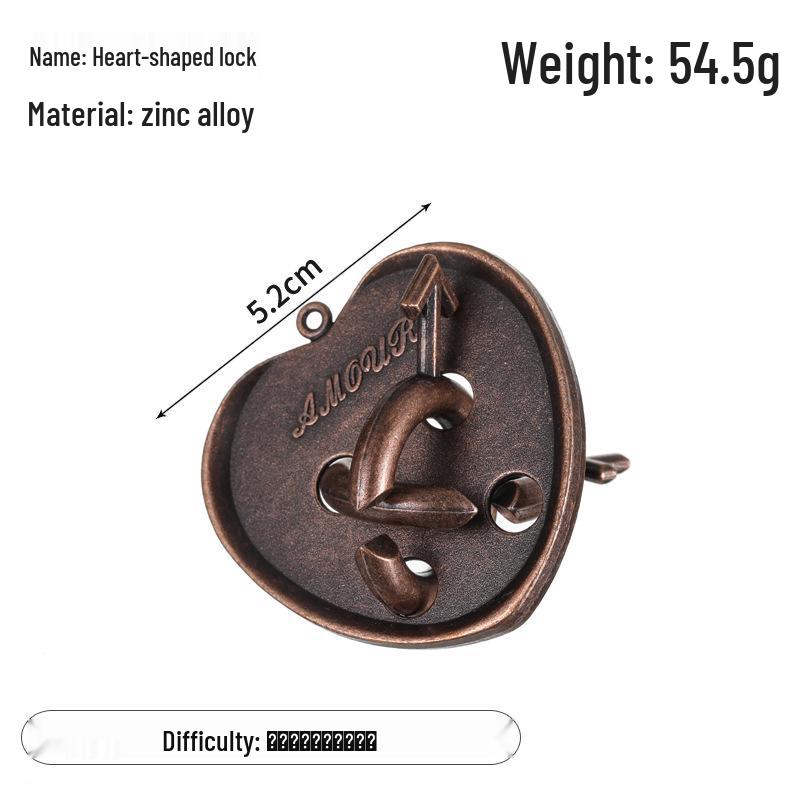 Zinc Alloy Kongming Puzzle Lock: Disentanglement Ring Educational Toy