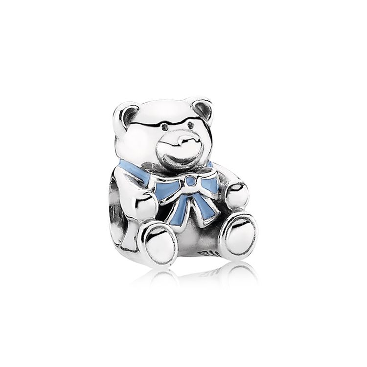 Pandora Teddy Bear Enamel Pendant Unisex Accessories 791124EN41 Silver