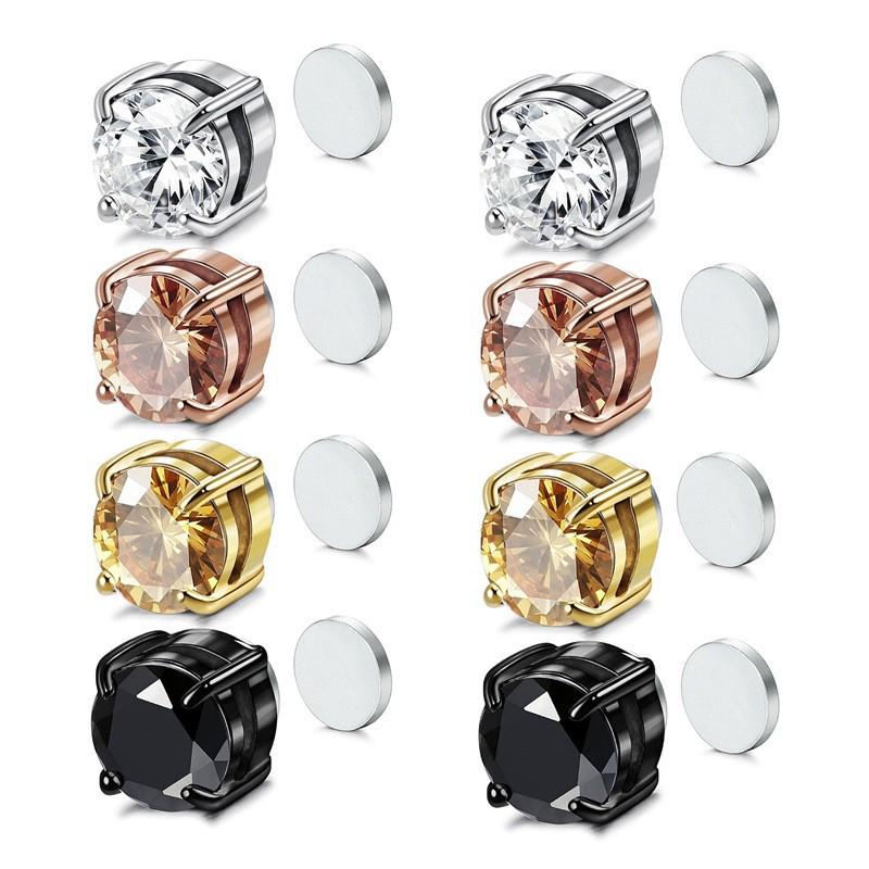 Zirconia Magnetic Studs: No-Pierce Unisex Earrings