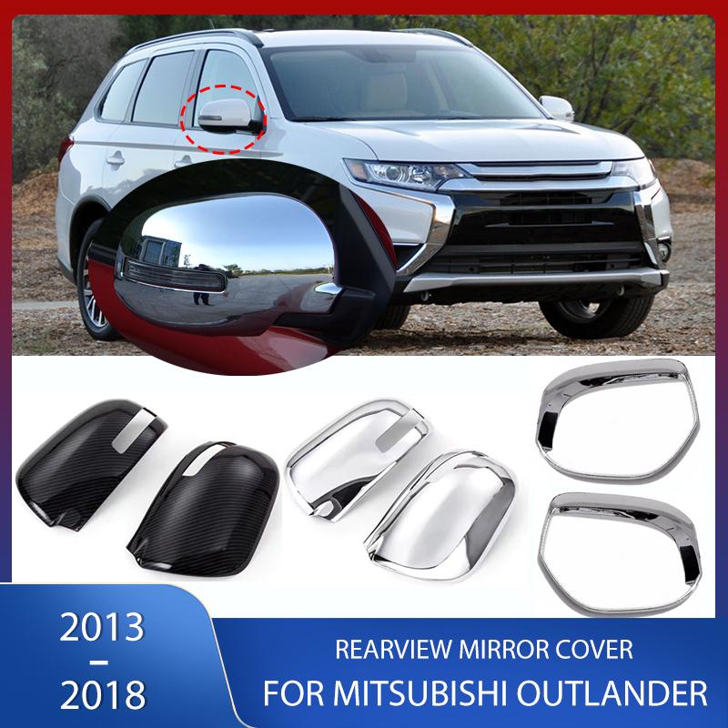 Rearview Mirror Cover Reversing Mirror Frame Chrome Rain Eyebrow Frame Decorative Sticker For Mitsubishi Outlander 2013-2018