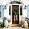 Black And Plaid Wreath Sash, 6ft Long Christmas Wreath Decorative Belt, Satin Fabric Bow For Front Door Wreaths, Holiday D