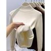 Winter integrated velvet thickened turtleneck knitted bottoming shirt women's warm inner top soft waxy basic sweater