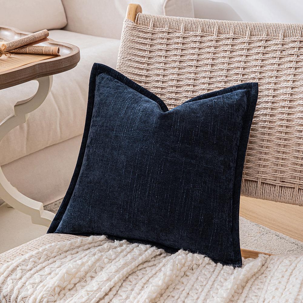 Ins Fengchenille Pillow Bamboo Joint Pattern Jacquard Cushion Internet Celebrity Super Thick Pillow Case Pressed on The Edge of The Sofa Bedside Back