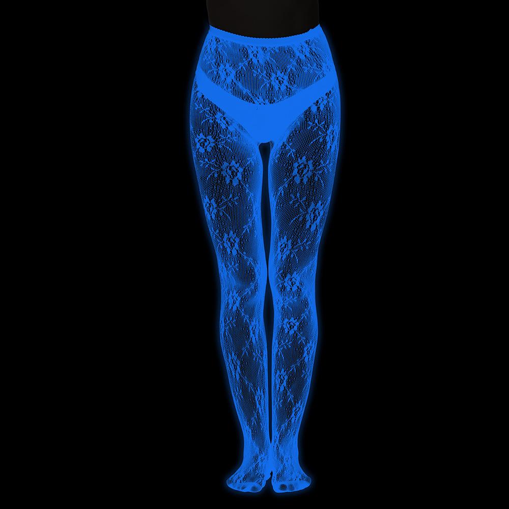 Night luminous leggings blue light pantyhose lace hollow luminous fishnet socks fluorescent sexy jacquard socks