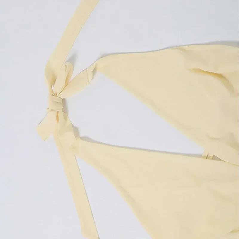 AC611 Sexy rückenfreies Neckholderkleid für Damen: 2024 Einfarbiger V-Ausschnitt Unregelmäßiges Design