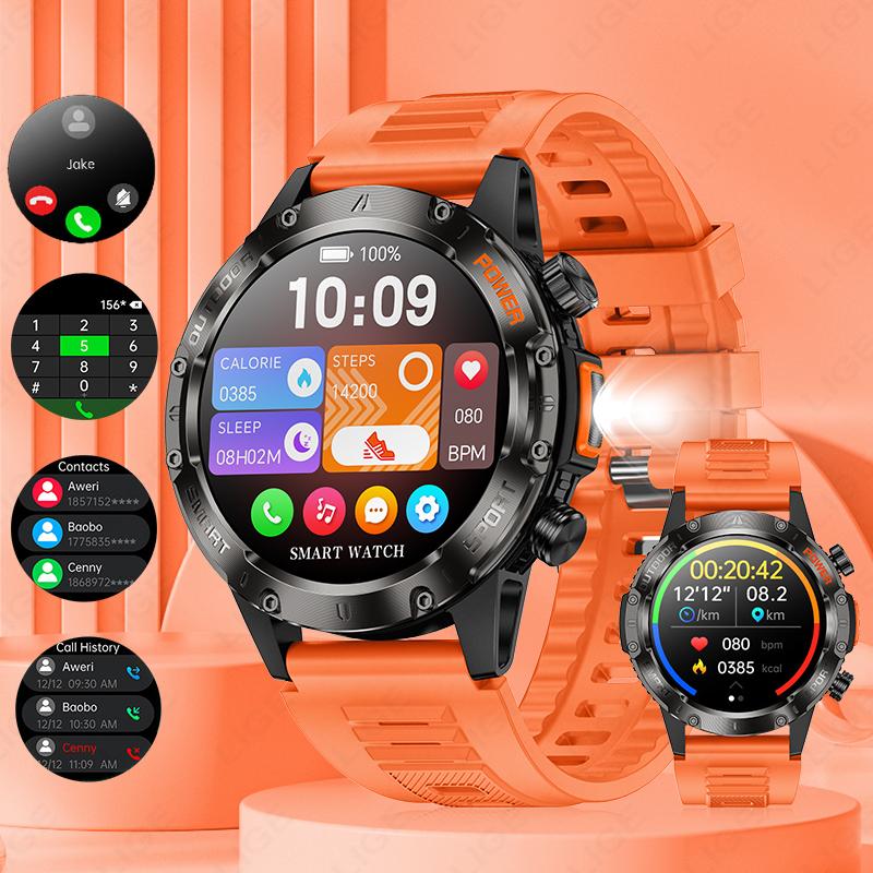 Outdoor Bluetooth Call Smart Watch Men 360 * 360 High Definition Full Touch Screen Sports Health Monitoring Smartwatch Men