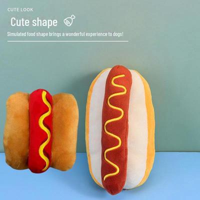 Plush Food-Themed Pet Toys: Hot Dog & Hamburger for Dogs and Cats