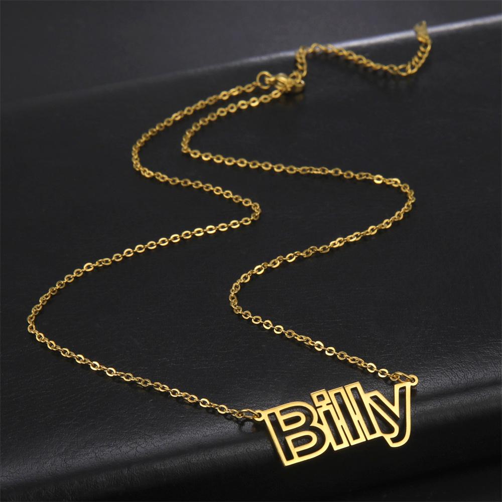 Personalized Name Necklace for Women Men Stainless Steel Pendant Hollow Nameplate Choker Jewelry Customized Necklaces 2026 Trend