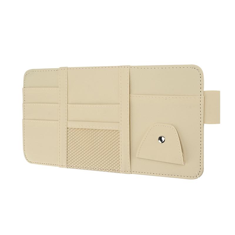 Sunshade Storage Bag Pu Leather Multi-Pocket Net Zipper Car Sun Visor Organizer Sunglasses Holder For Car Interior Accessories
