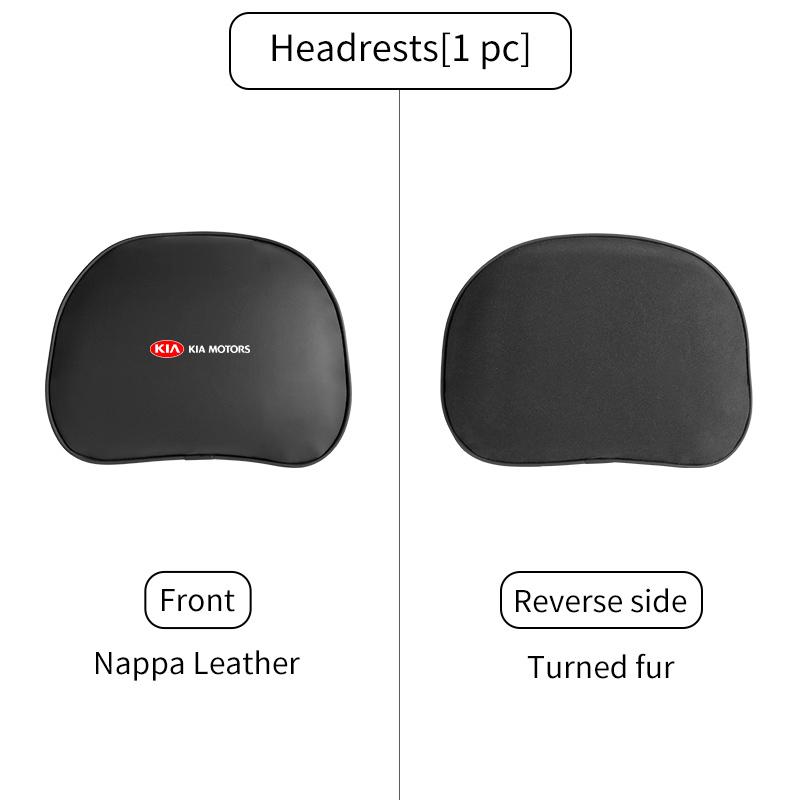 For KIA Car Leather Headrest Neck Support Seat Waist Cushion Pillow Auto Accessories Sorento Stinger Soul Spectra Niro Cadenza Nvhs30