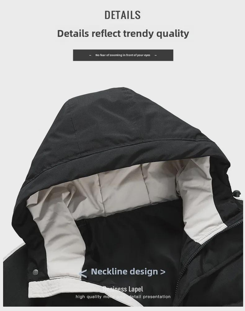 Men's Hooded Plush Cotton Workwear Jacket - Trendy, Thick, Cold-Proof Winter Outerwear for Northeast Weather