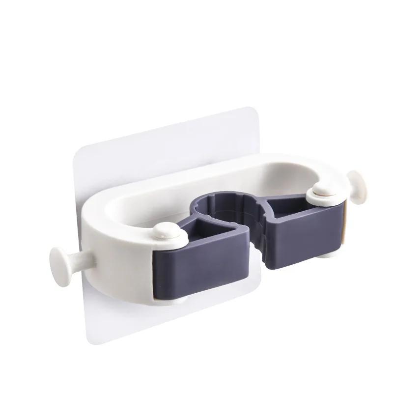 

Держатель для швабры и веника, стойка, зажимы, настенное крепление, бытовая техника, многоцелевые крючки, органайзер для кухни и ванной комнаты белый