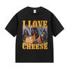 Lustiges „Ich liebe Käse“-Skelett-T-Shirt für Damen und Herren, Vintage Harajuku Kurzarm-T-Shirt, Sommer-Baumwolltop, modisches T-Shirt