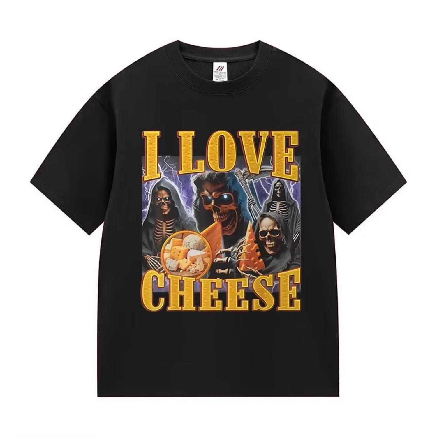 

Funny I Love Cheese Skeleton Graphic T-Shirts Men Women Vintage Harajuku Short Sleeve T-shirt Summer Cotton Tops Fashion T Shirt S разноцветный
