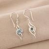 Natürlicher Himmelblauer Topas Edelstein 925 Sterlingsilber Designer Schmuck Damen Hängeohrring 1,7" CE-22-4