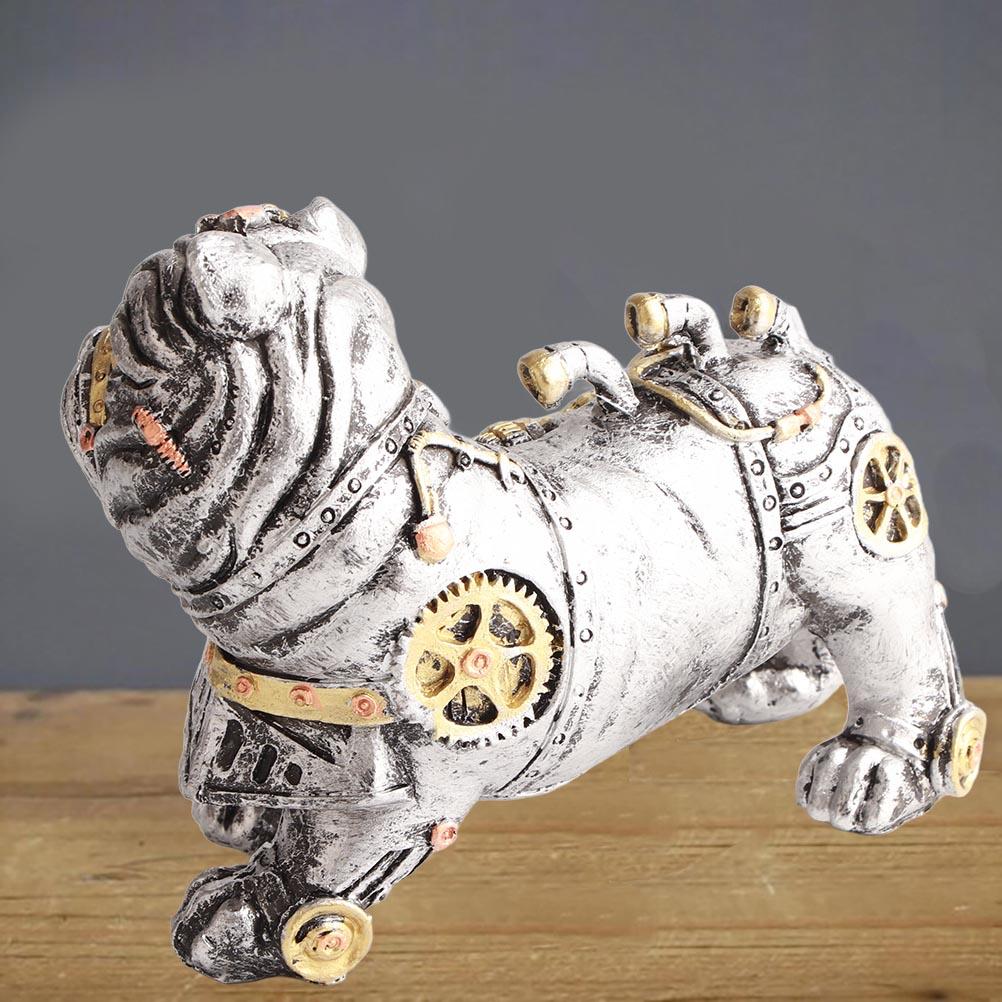 Mechanical Punk Dog Resin Crafts Steampunk Bulldog Dog Resin Statue Desktop Window Decoration Home