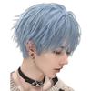 Sofeiyan Short Perfect for Full Small Everyday Includes Wig Net Men's Wig, Blue, Crossdressing, Harajuku, Handsome, Wig, Natural-Looking, Face,