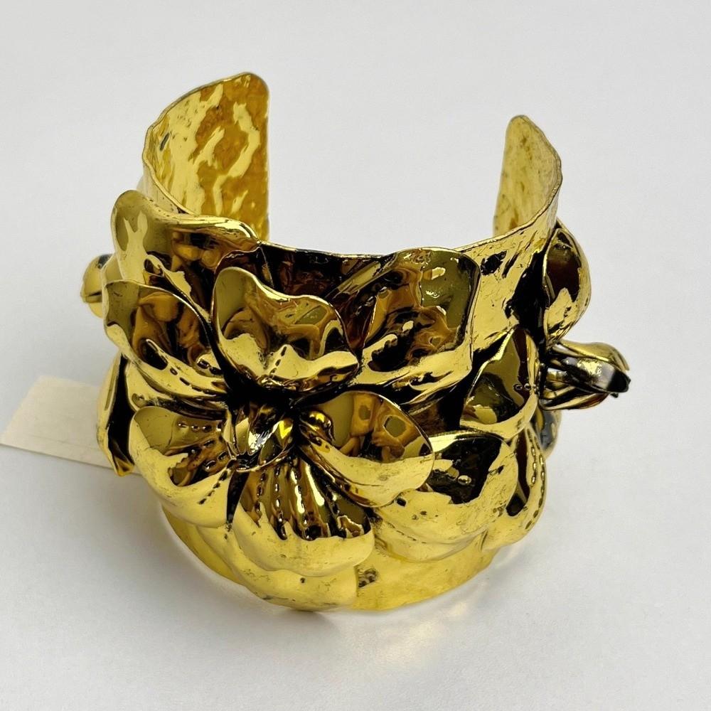 Wide Open Metal Flower Bracelet Armlet Women's Wrist Jewelry  Festival Gifts