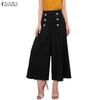 ZANZEA Women Casual Elastic Waist Solid Color Loose Summer Cropped Pants