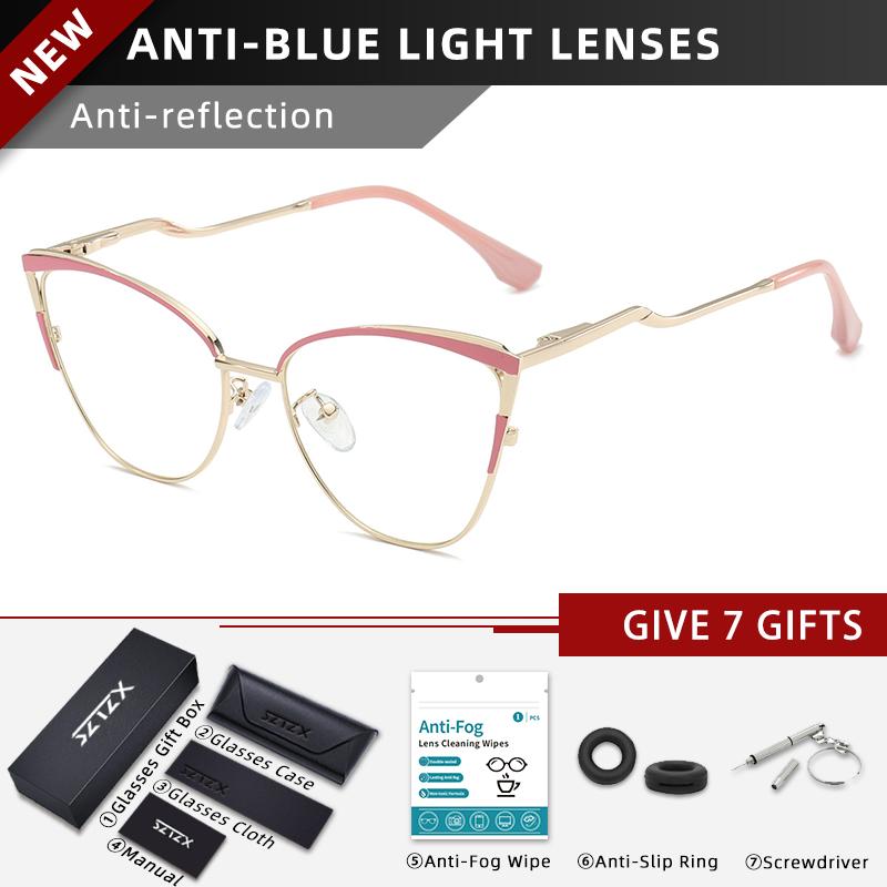 

CLLOIO Мода Новый Стиль Оправа Кошачий Глаз Оптические Очки по Рецепту Женские Очки для Чтения Защита от Синего Света Прогрессивные Очки +350