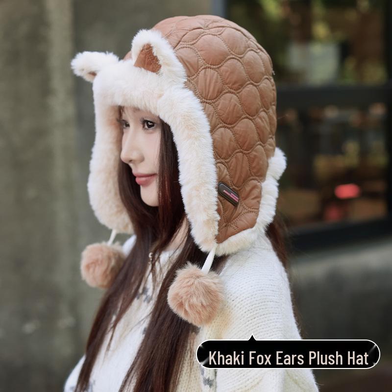 

Женская зимняя шапка с помпоном в корейском стиле и толстой плюшевой защитой для ушей One Size (51-60cm)