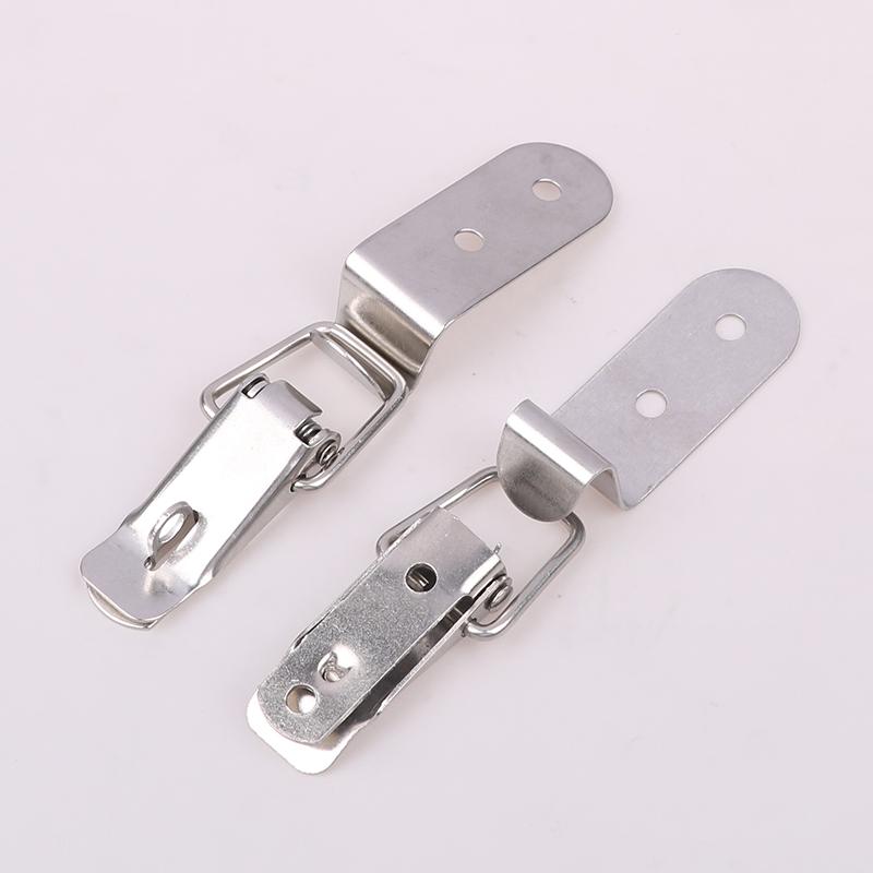 90 Degrees Duck-Mouth Buckle Hook Lock Stainless Steel Spring Loaded Draw Toggle Latch Clamp Clip Silver Hasp Latch Catch Clasp