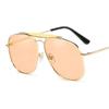 Lunettes de soleil rétro surdimensionnées en métal pour femmes, lunettes de soleil pilote rouge pêche, lunettes de créateur tendance UV400 2023, nouveauté